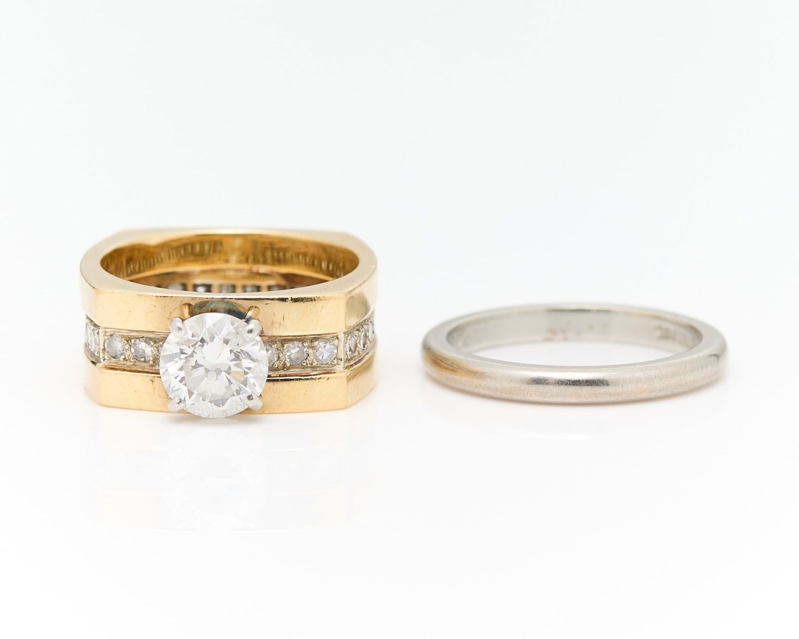 18K & Platinum Diamond Ring & Band (1 of 4)