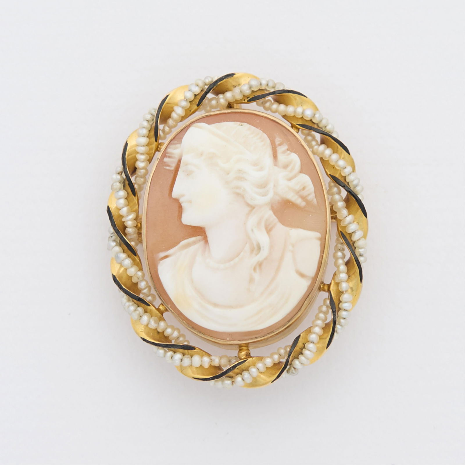 10k Gold, Enamel, & Pearl Shell Cameo (1 of 2)