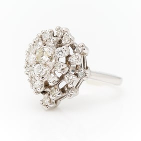 14k White Gold & Diamond Cluster Ring