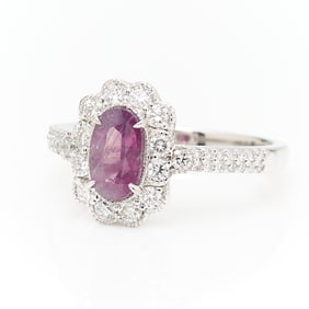 Platinum Diamond & GIA Kashmir Sapphire Ring