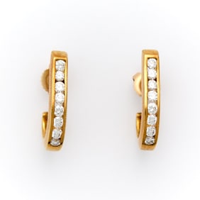 18k Yellow Gold Diamond Hoops