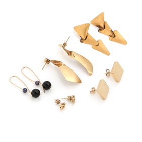 5 Pairs Gold Earrings