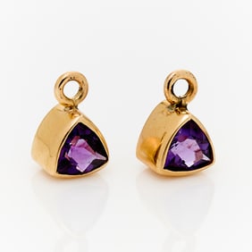 14k Yellow Gold & Amethyst Hooplet/Charms