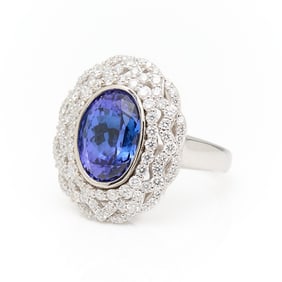 Platinum Tanzanite & Diamond Ring