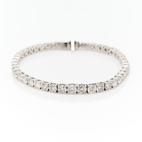 14k White Gold Diamond Tennis Bracelet - 11 CT