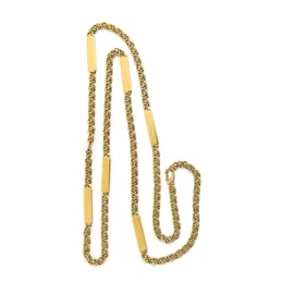 18k Yellow Gold Double Link & Bar Necklace