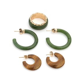 5 Pcs Gold & Hardstone Jewelry