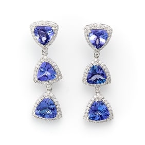 Kristian Olson Platinum Dia & Tanzanite Earrings