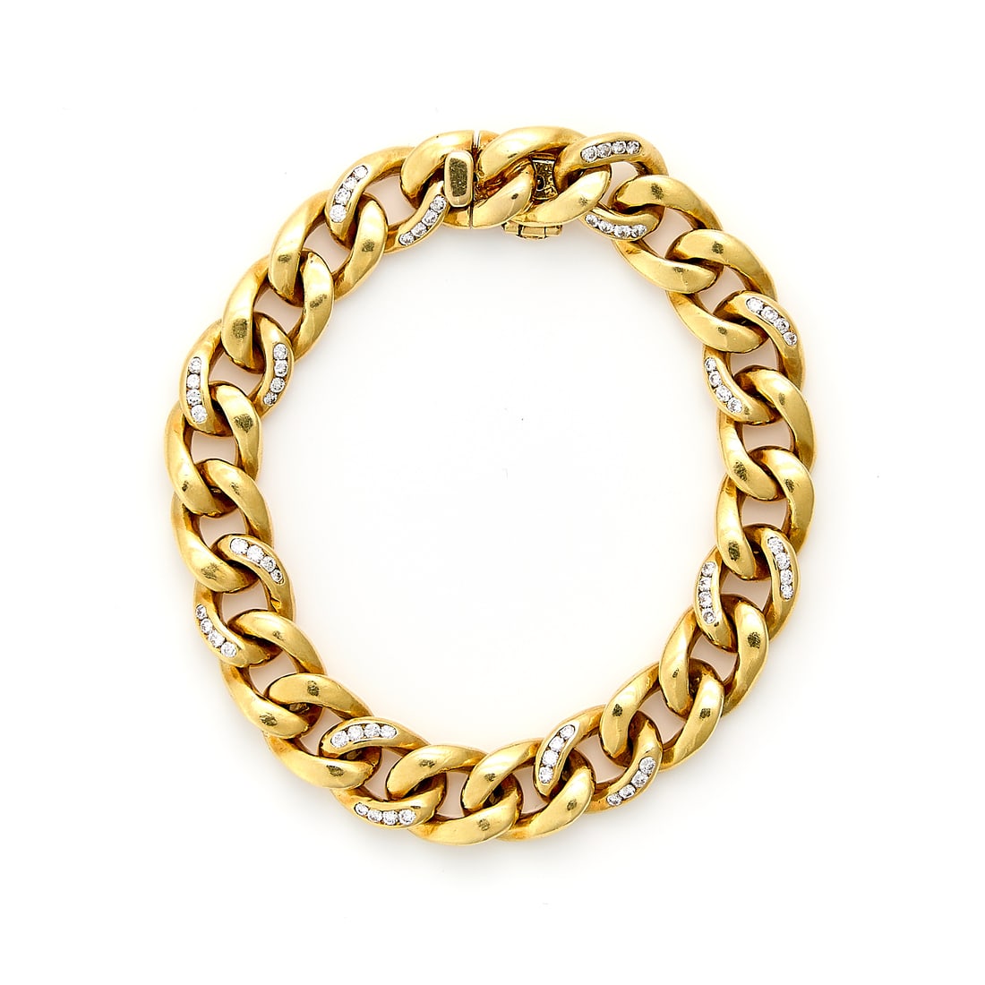 18k Yellow Gold Curb Link & Diamond Bracelet (1 of 3)
