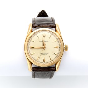 14k Rolex Oyster Perpetual 6092 Bubble Back w Bombe Lugs 1954