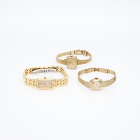 3 Ladies Watches, Gold Tone & Plated