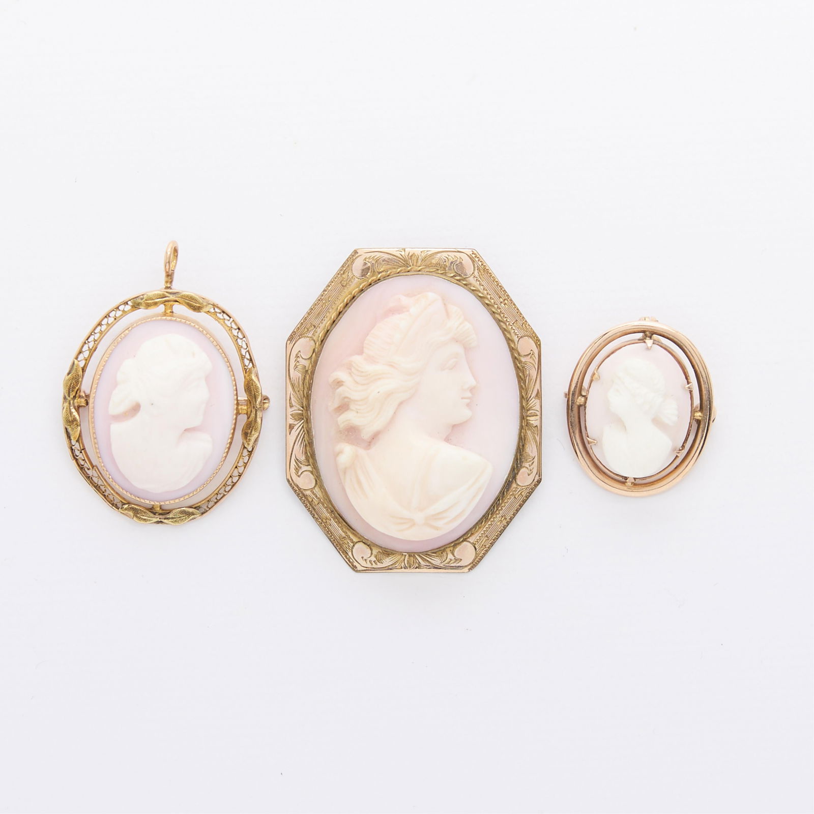 3 Gold Plate Cameo Brooches (1 of 2)