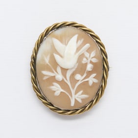 Cameo Brooch with Bird