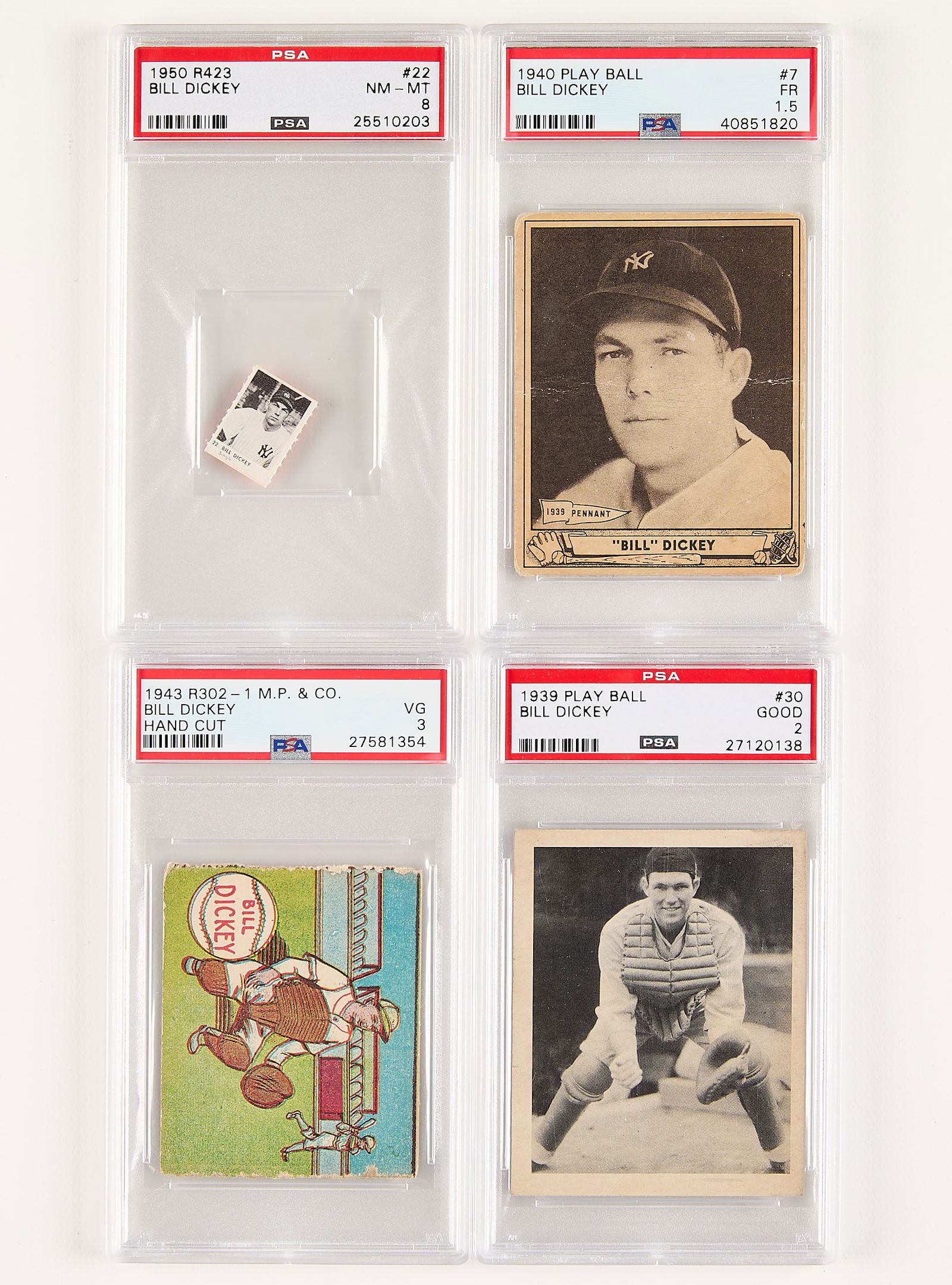 4 1939-1952 Bill Dickey Cards PSA/DNA (1 of 2)