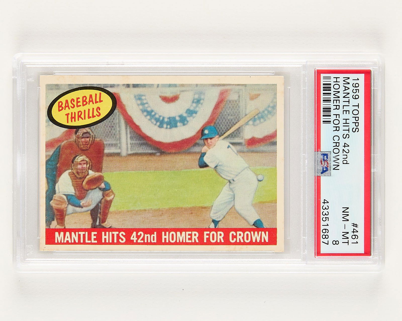 1959 Topps #461 Mantle Hits 42nd Homer PSA 8 (1 of 2)