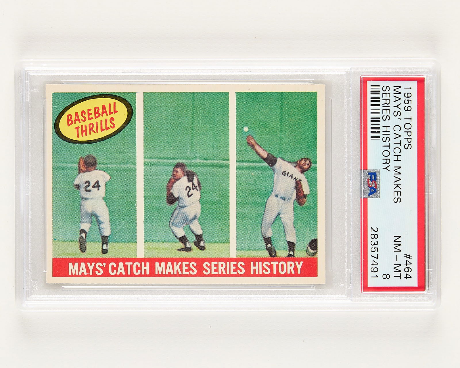 1959 Topps #464 Mays Catch Makes History PSA 8 (1 of 2)