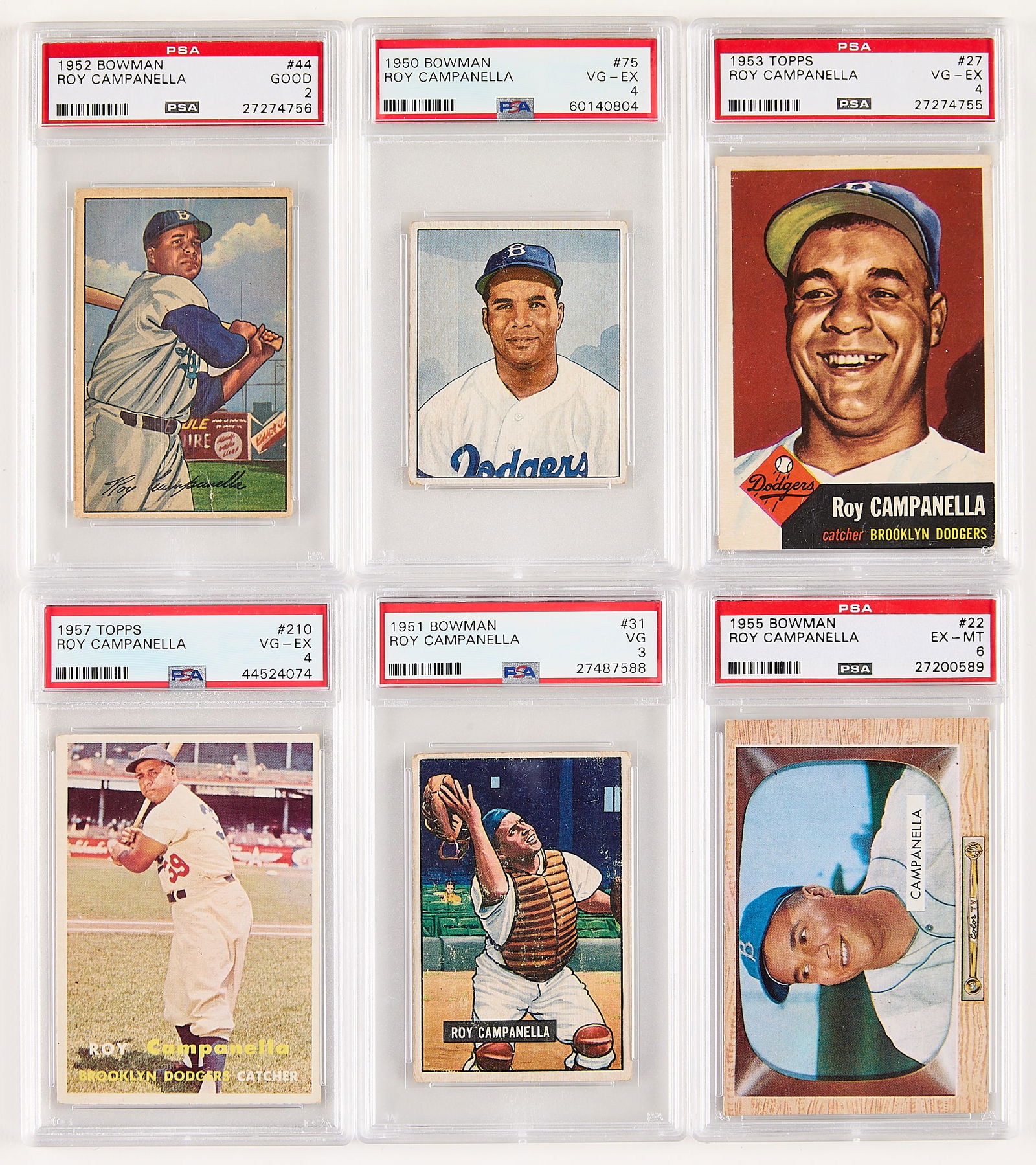 6 1950-57 Roy Campanella Cards PSA Graded (1 of 2)