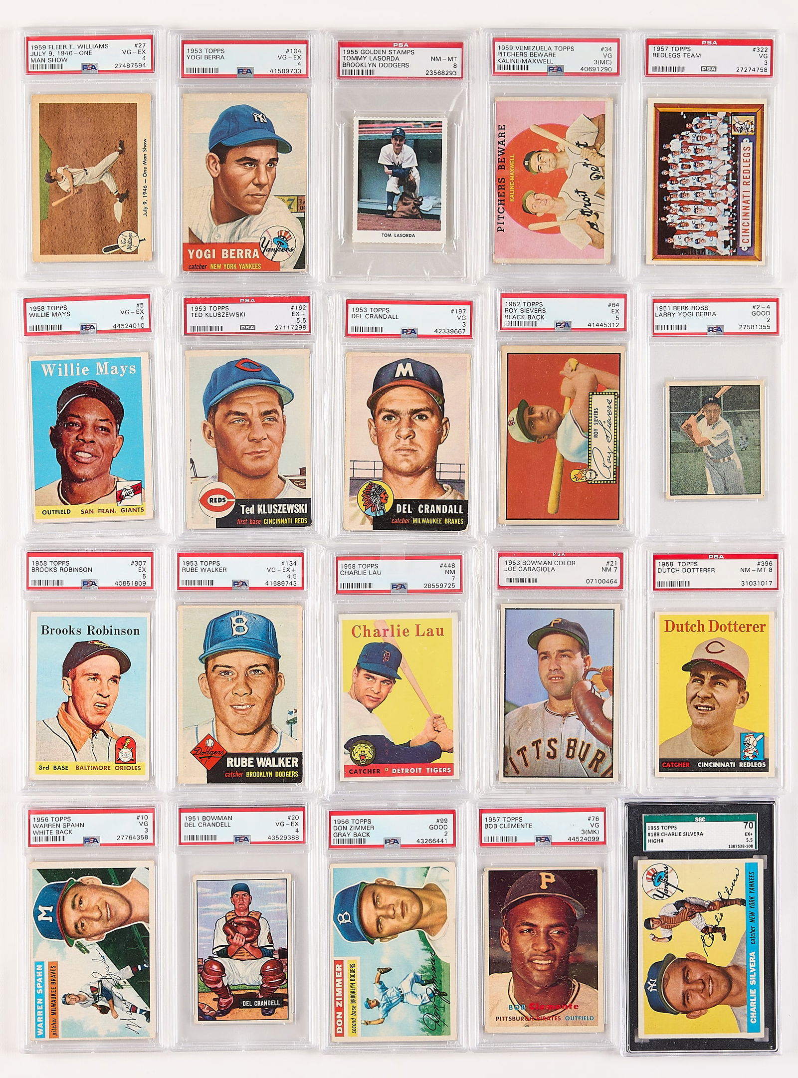 20 1950s Baseball Cards PSA/SGC Graded (1 of 2)