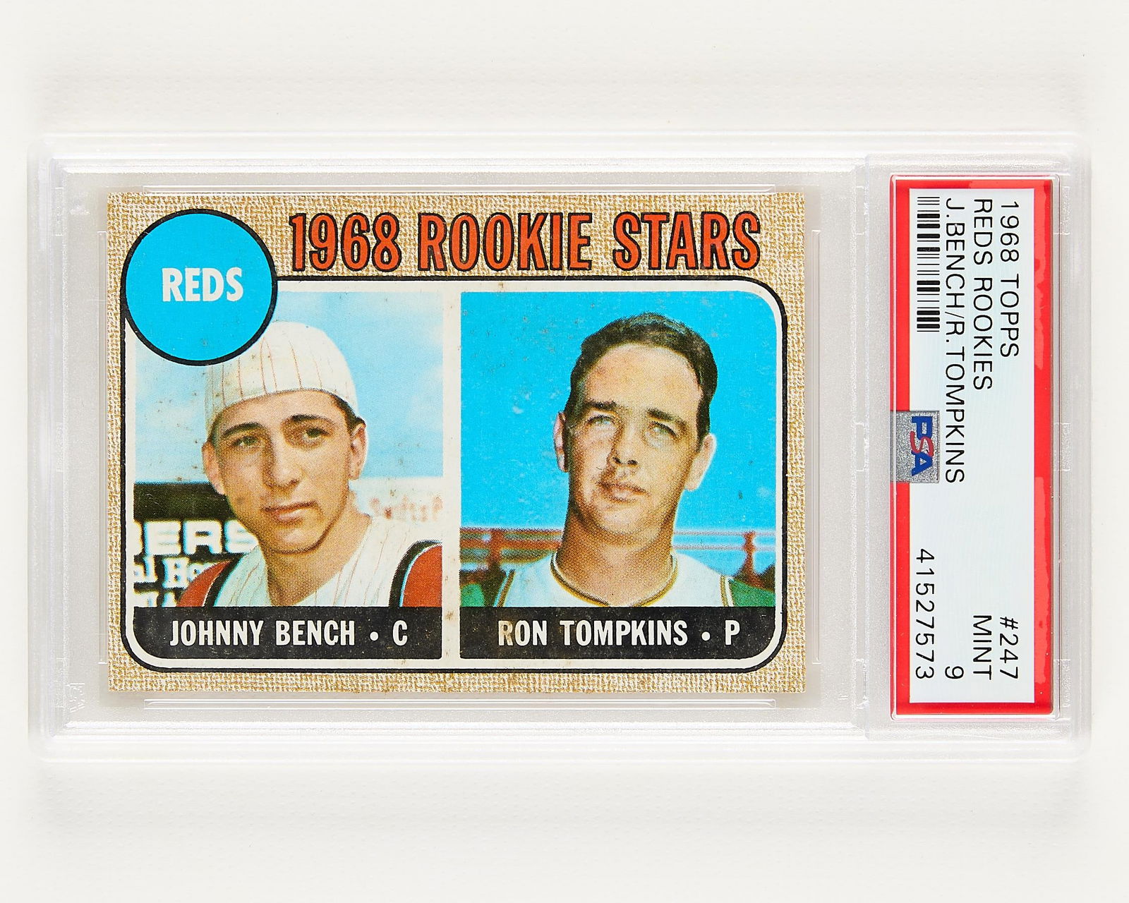 Rare 1968 Topps Red Rookies Bench Tompkins PSA 9 (1 of 2)