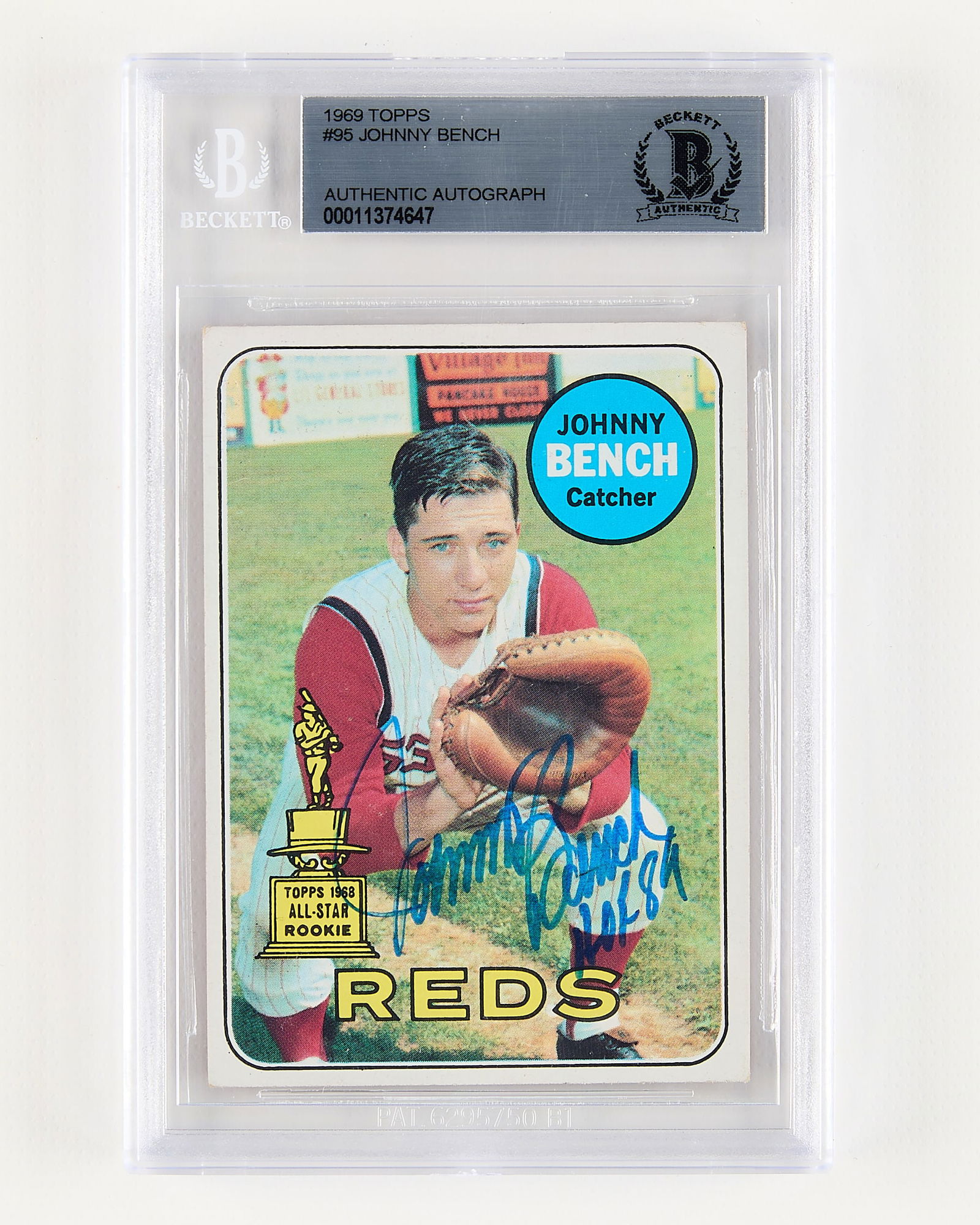 1969 Topps Johnny Bench Signed Card BGS Authentic (1 of 2)