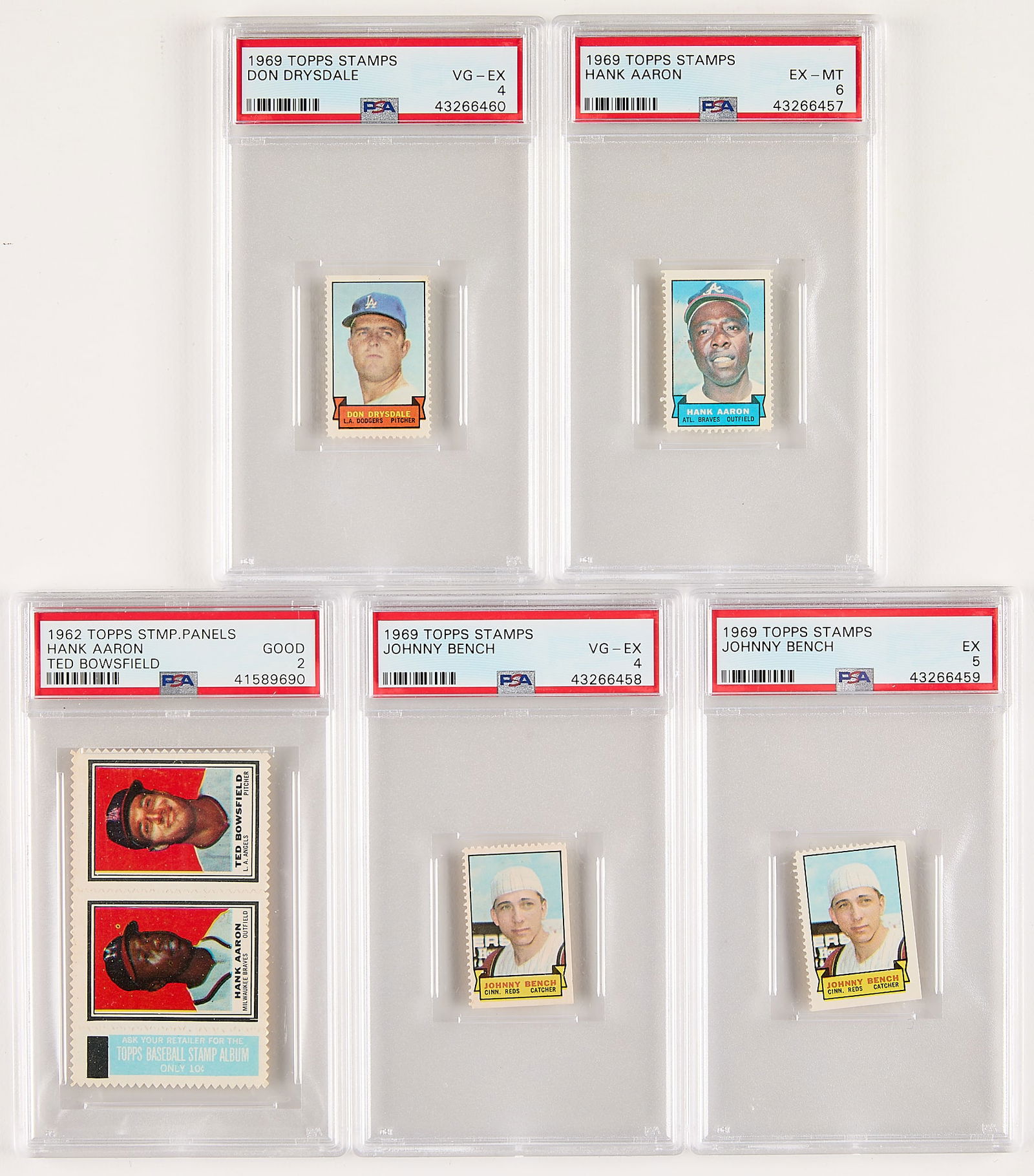 1962-69 Topps Stamps PSA - Aaron, Bench, Drysdale (1 of 2)