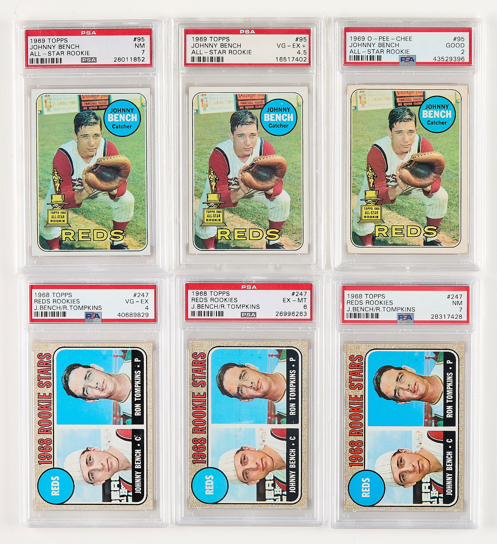 6 1968-69 Topps Johnny Bench Rookie PSA Graded (1 of 2)