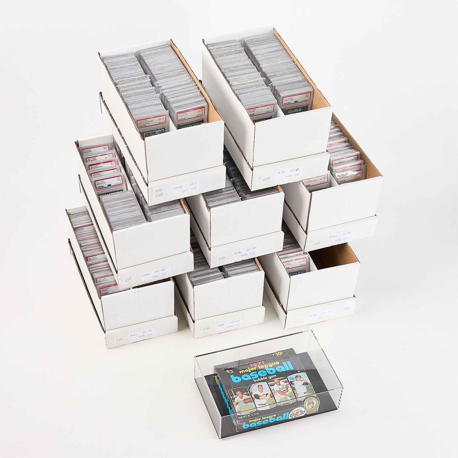 1971 Topps Complete Basic Set PSA 8+ - 3rd Finest: Complete 1971 Topps Basic baseball card set, nearly all PSA/DNA 8 or higher. PSA set rating/grade of 8.44. This incredible set is currently the third finest published. Also included is an original 197