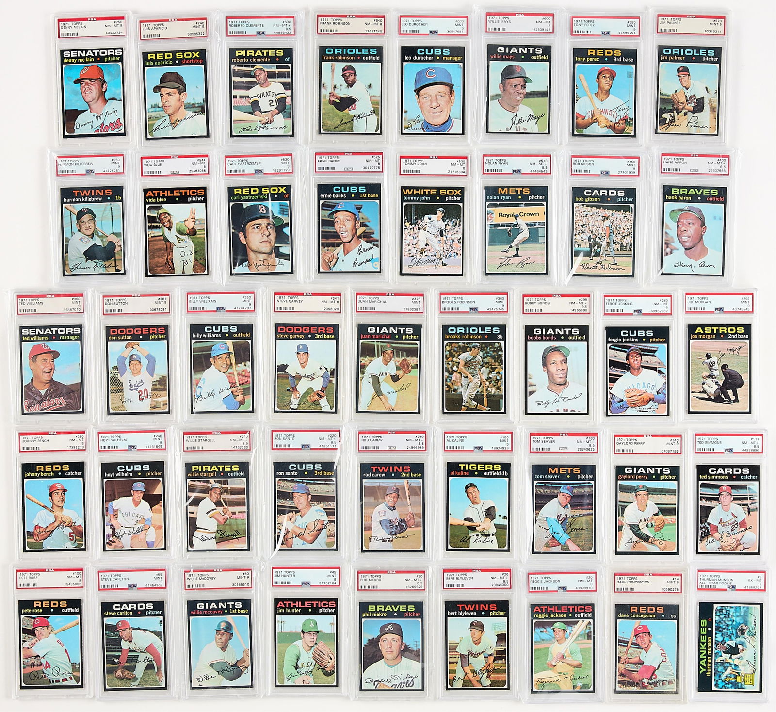 1971 Topps Complete Basic Set PSA 8+ - 3rd Finest - 2