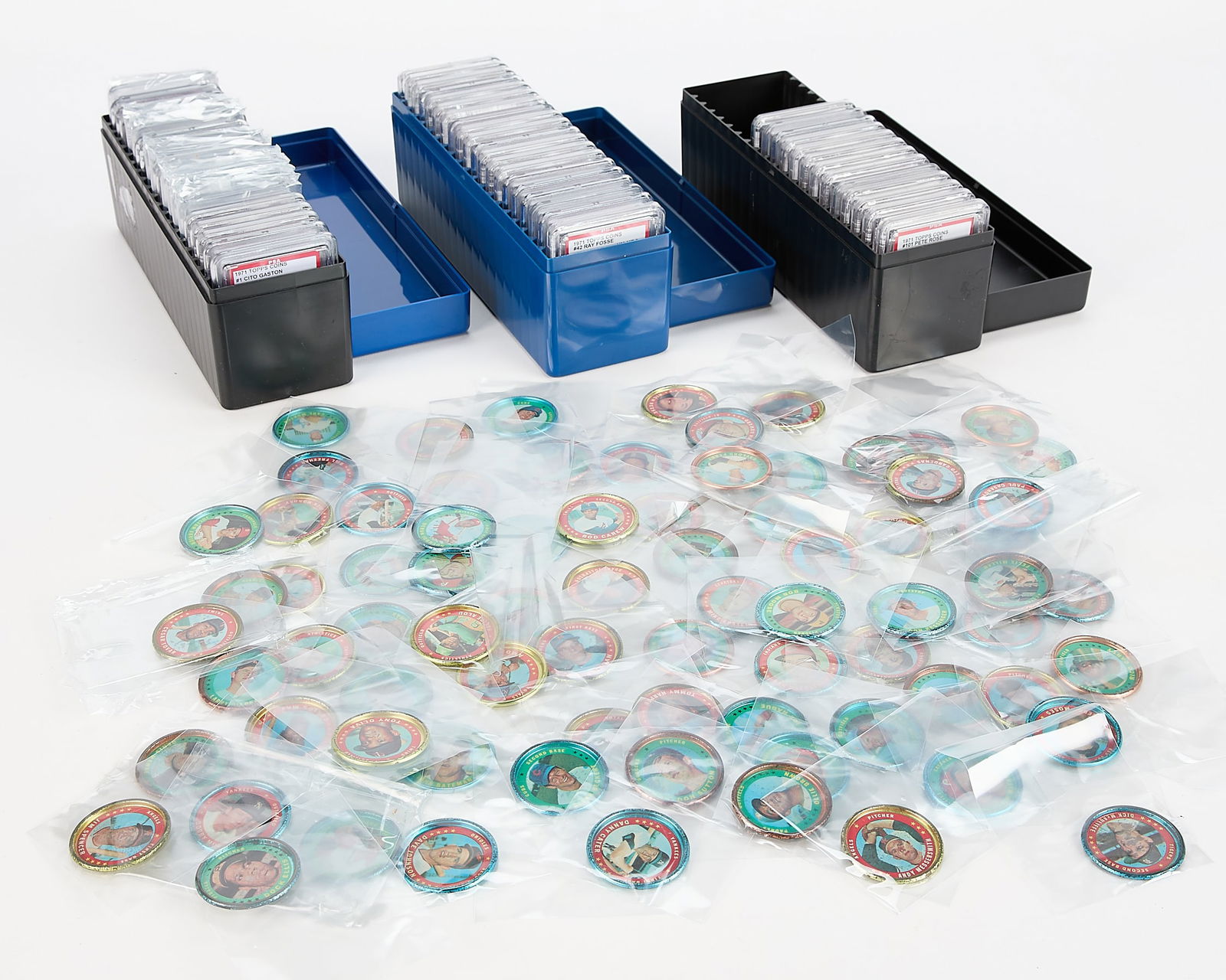 Partial Set 1971 Topps Baseball Coins Some Graded: 1971 Topps baseball coins partial set. Many PSA graded. Lacking numbers: 56, 61, 64, 65, 66, 77, 80, 82, 86, 88, 94, 98, 102, 106, 109, 110, 117, 123, 129, 130, 142, 150. Graded coins include: