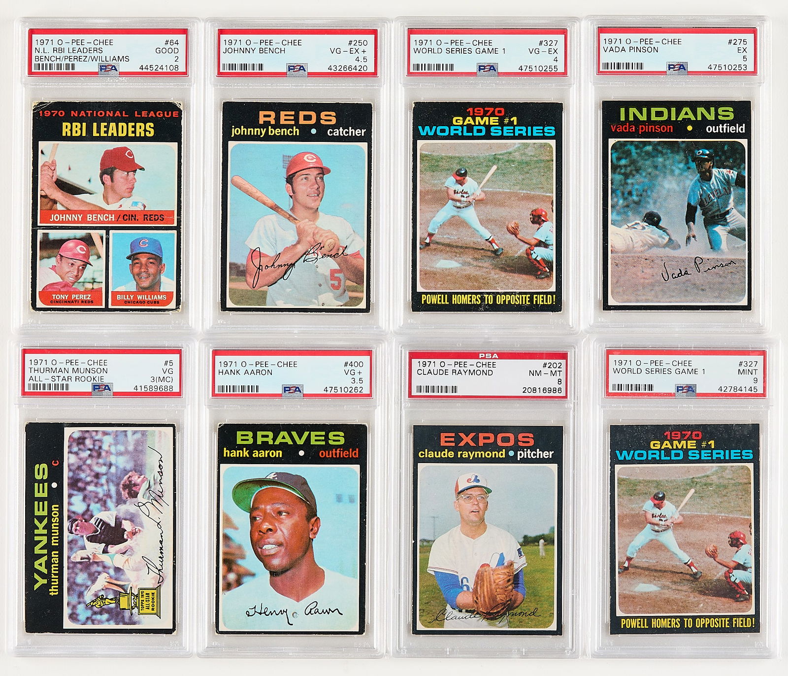 8 1971 O-Pee-Chee Baseball Cards (1 of 2)
