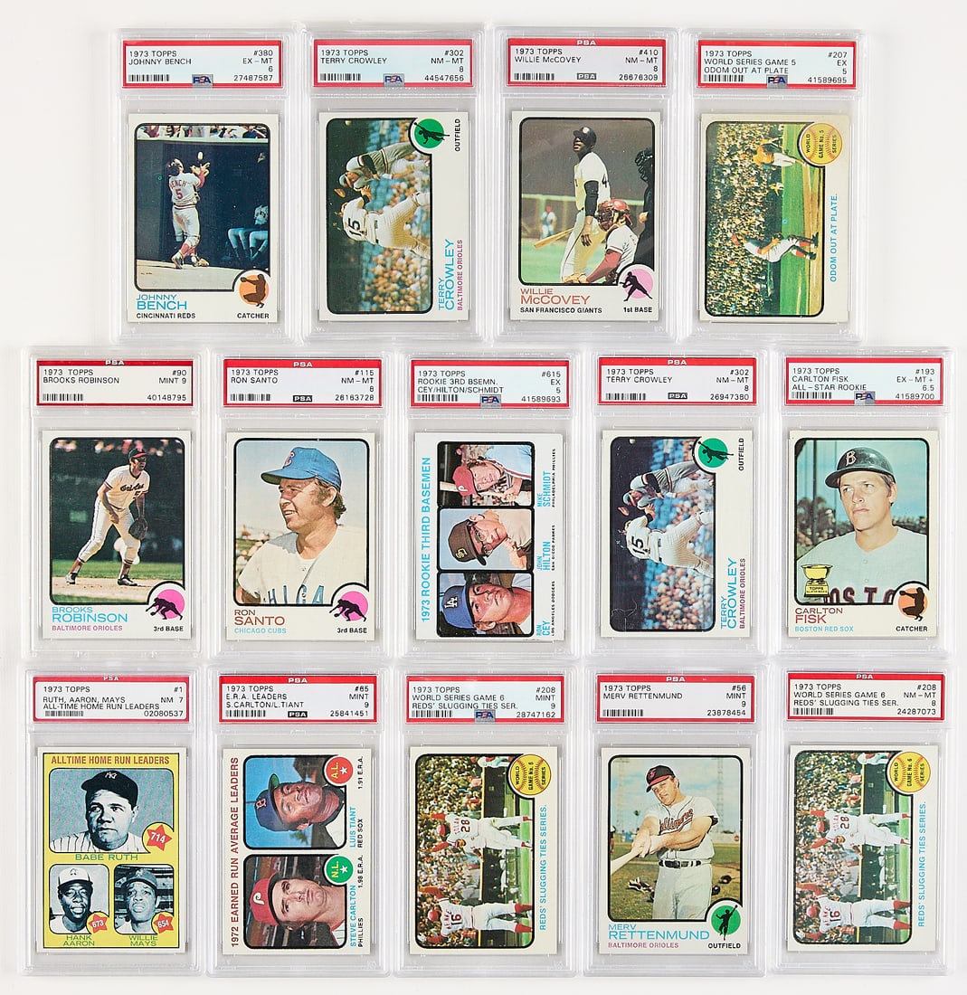 14 1973 Topps Cards PSA - Bench, Robinson, Santo (1 of 2)