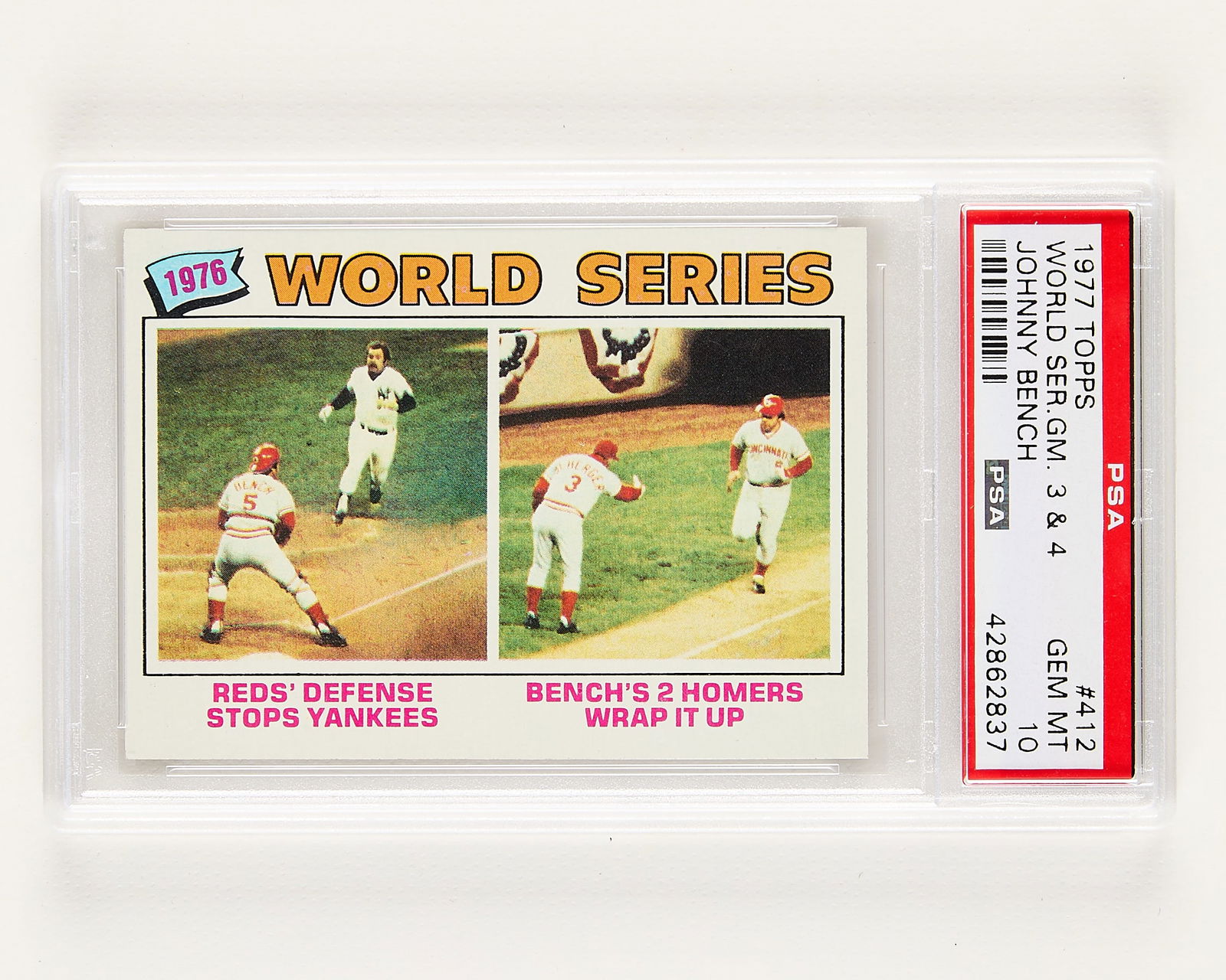 1977 Topps #412 World Ser.Gm. 3 & 4 Bench PSA 10 (1 of 2)