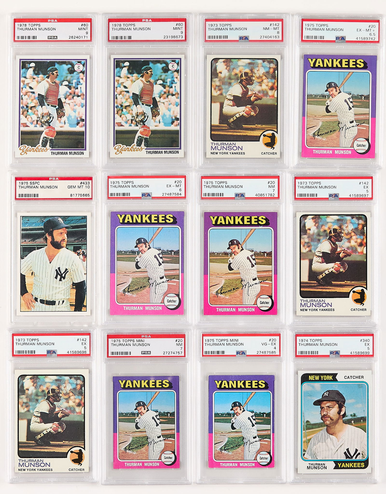 12 1973-78 Topps Thurman Munson PSA Graded (1 of 2)