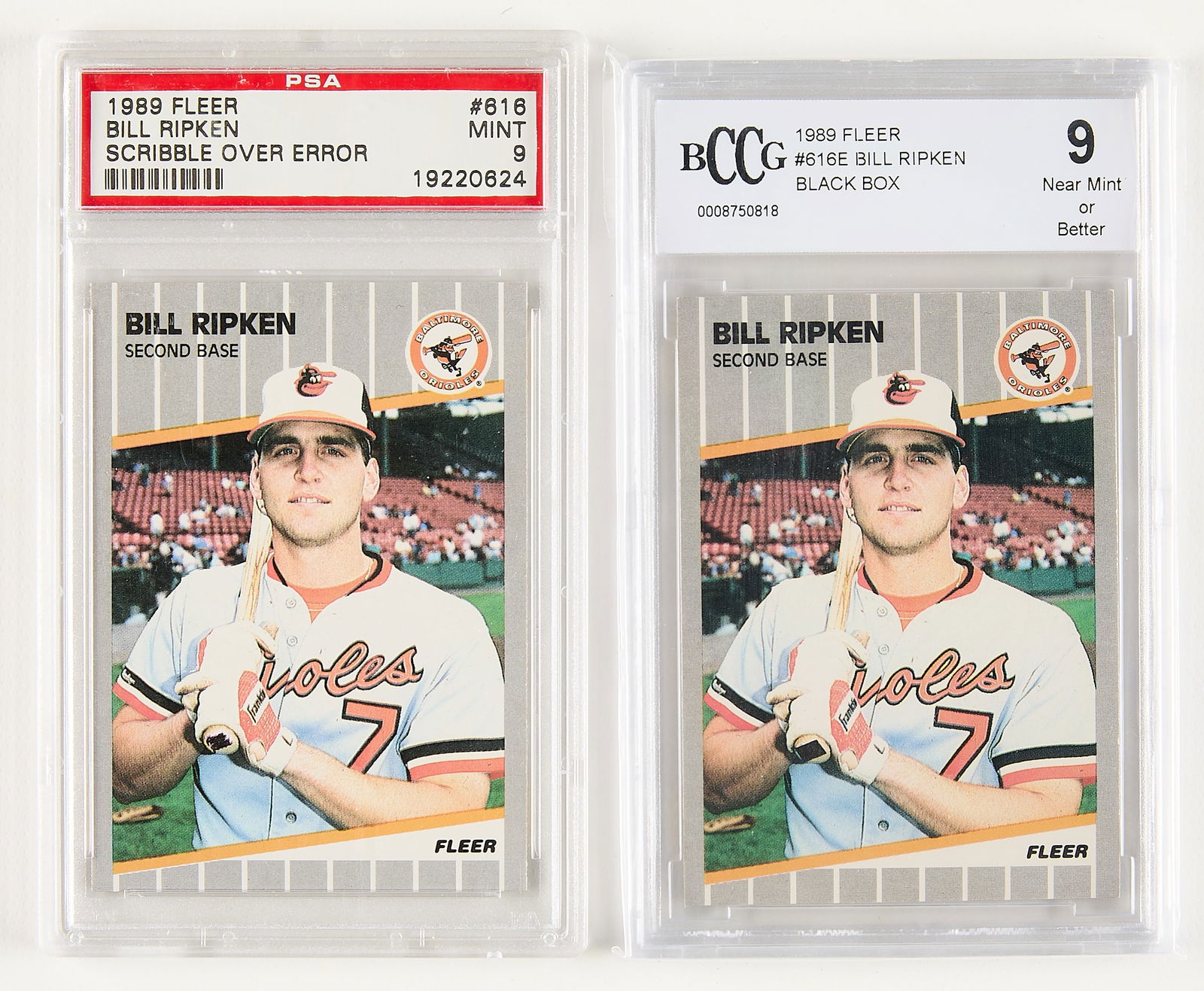 2 1989 Fleer #616 Bill Ripken FF Error Cards (1 of 2)