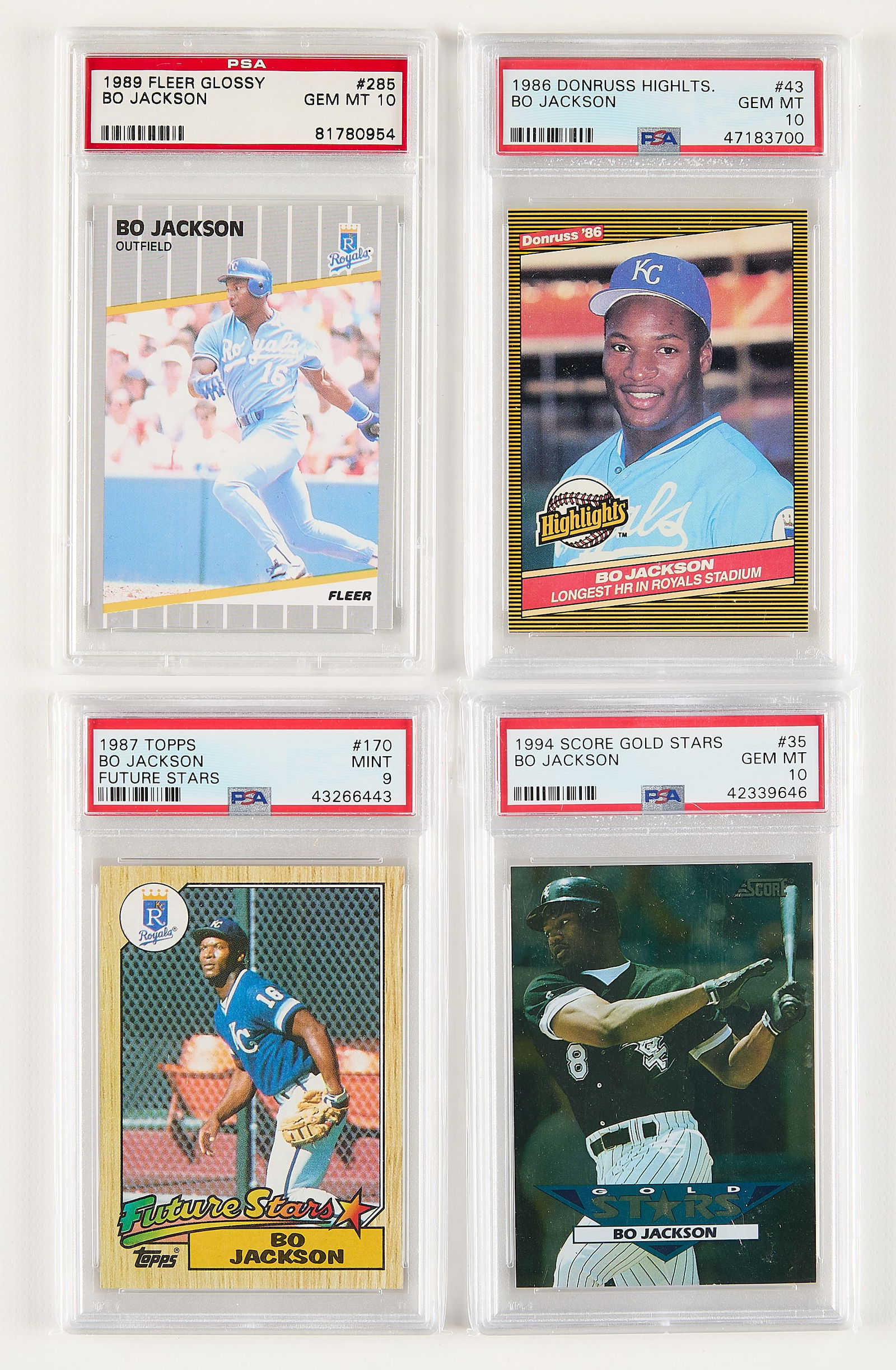 4 1986-94 Bo Jackson Cards PSA 9-10 (1 of 2)