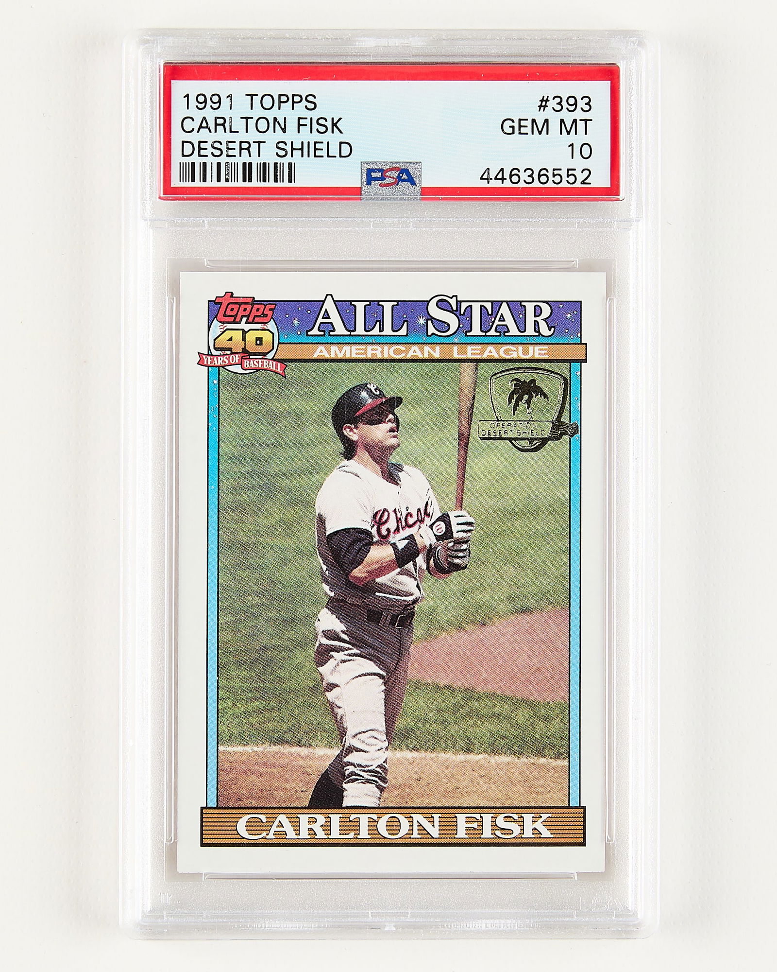 1991 Topps Desert Shield Carlton Fisk #393 PSA 10 (1 of 2)