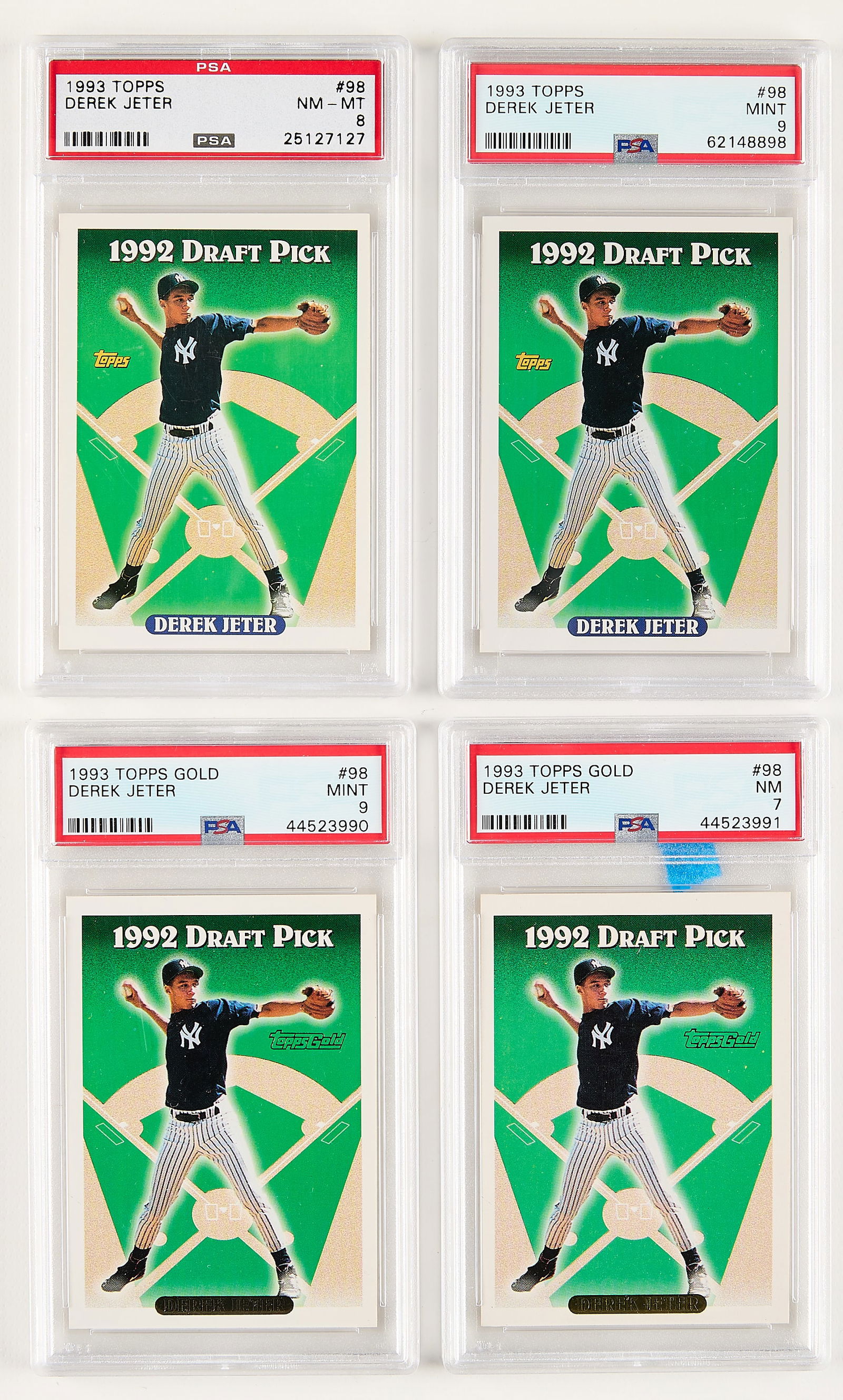 4 1993 Topps Derek Jeter Rookie Cards PSA 7-9 (1 of 2)