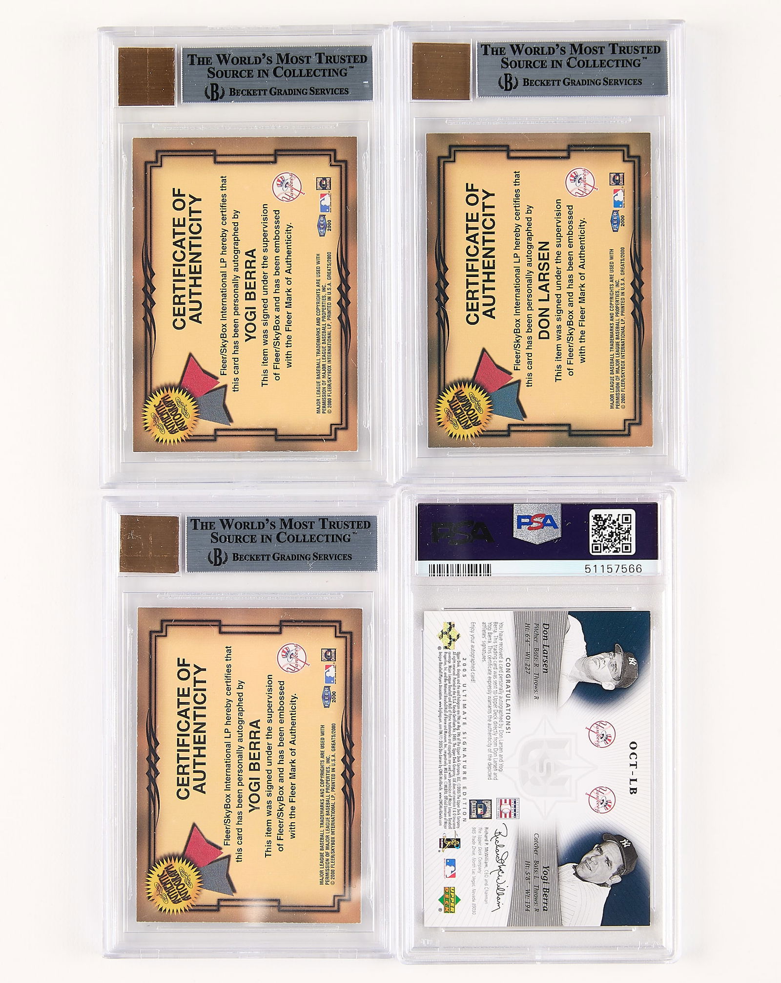 2000-05 Upper Deck/Fleer Auto Berra Larson Graded - 2