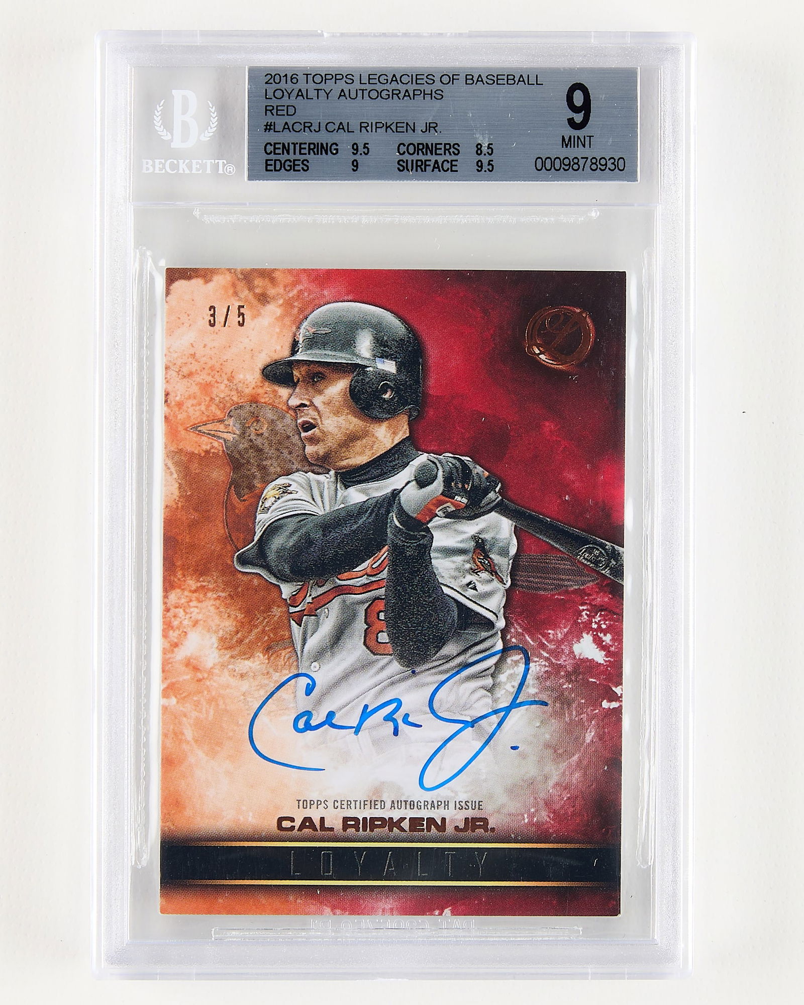 2016 Topps Legacies Auto Red Cal Ripken Jr. BGS 9 (1 of 2)