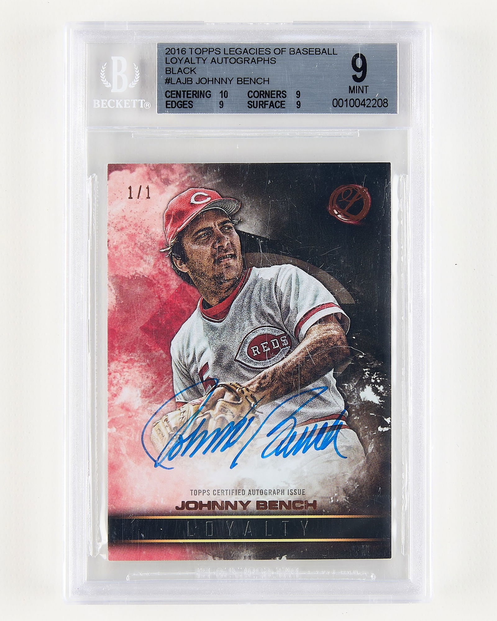 2016 Topps Legacies Johnny Bench Auto 1/1 BGS 9 (1 of 2)