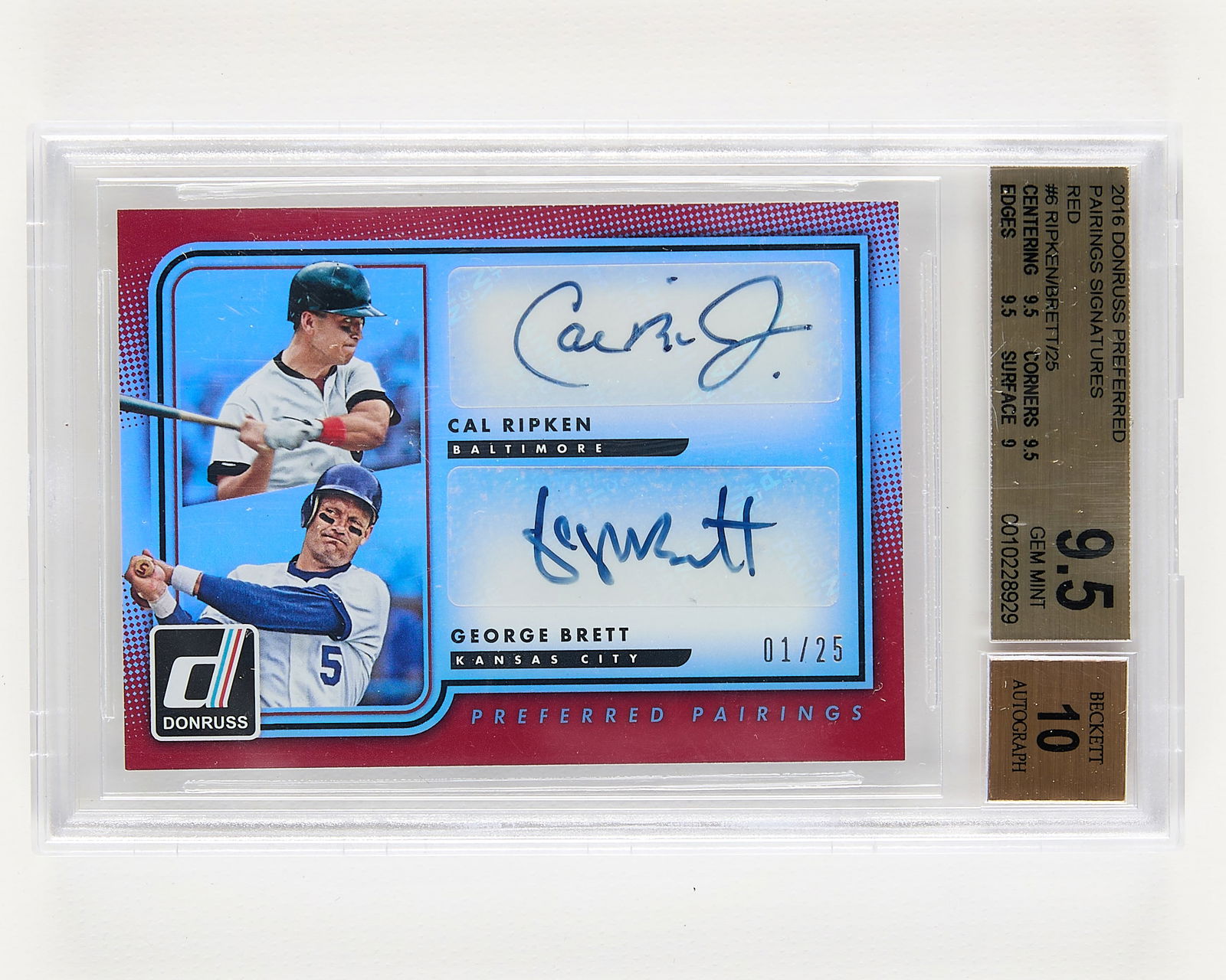 2016 Donruss Pref. Pairs #6 Ripken/Brett BGS 1/25 (1 of 2)