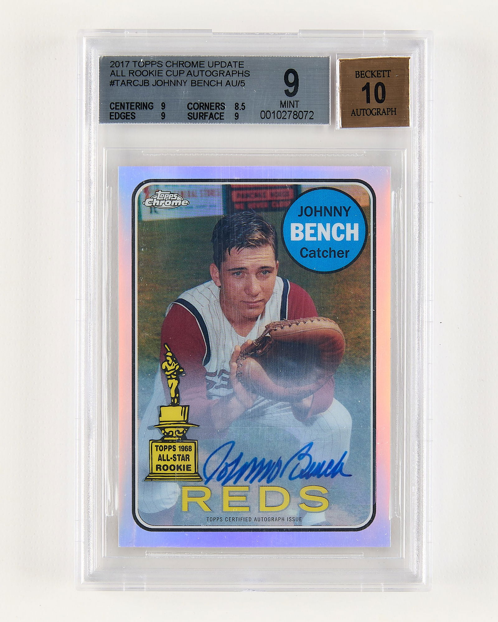 2017 Topps Chrome Update Auto Johnny Bench BGS 9 (1 of 2)