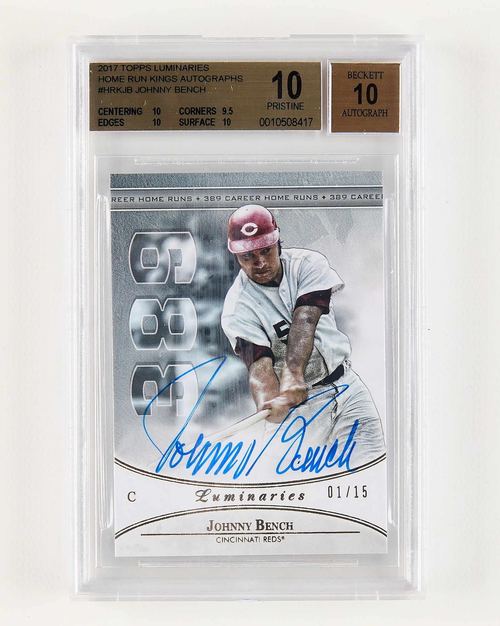 2017 Topps Luminaries HRK Johnny Bench Auto BGS 10 (1 of 2)