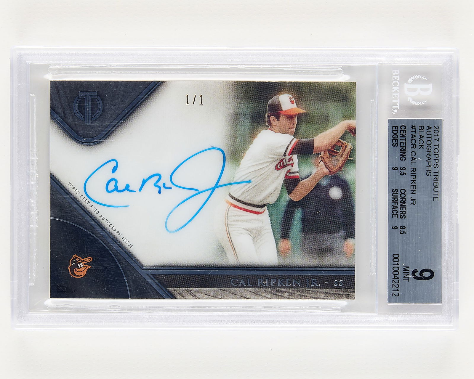 2017 Topps Tribute Cal Ripken Jr Auto 1/1 BGS 9 (1 of 2)