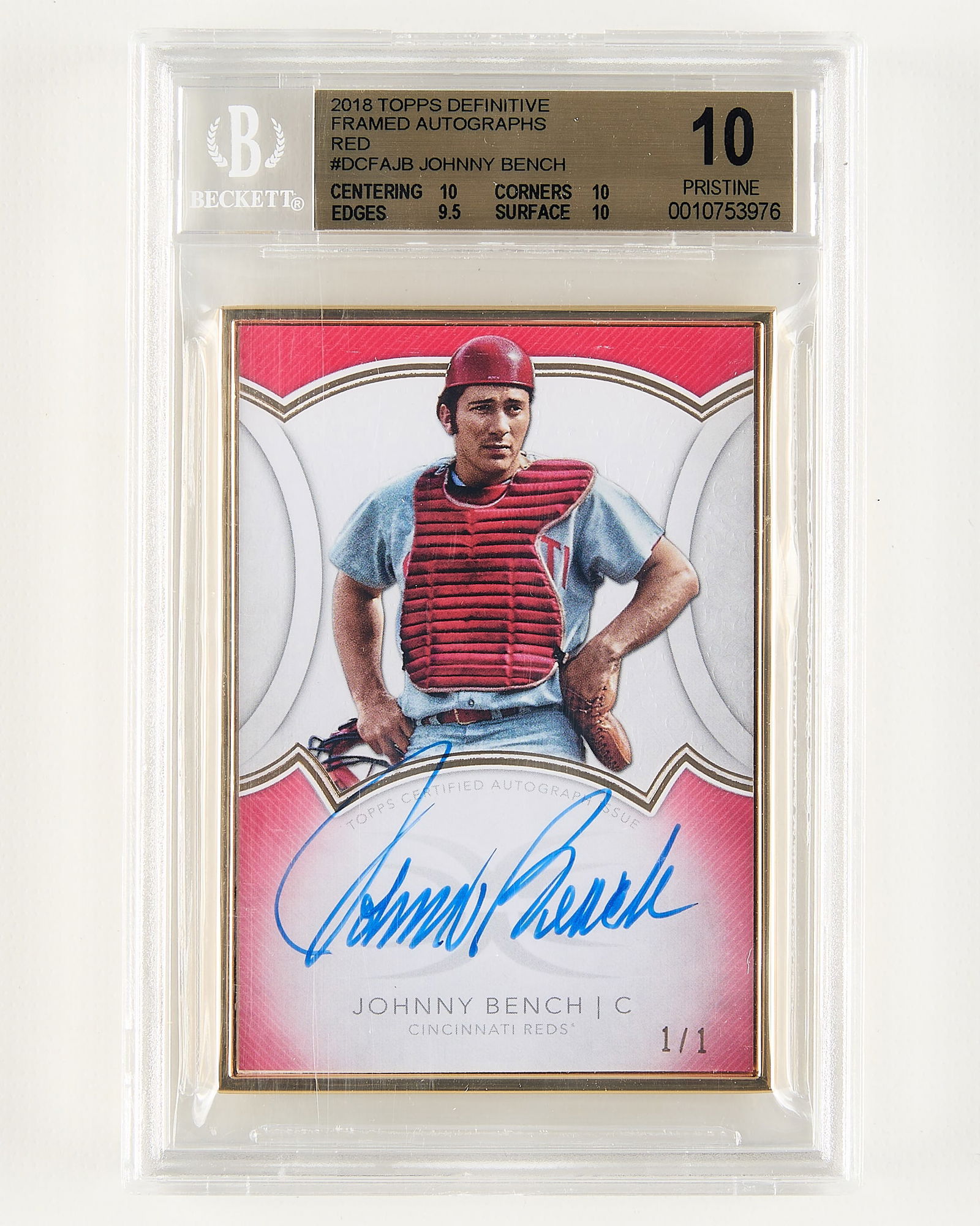 2018 Topps Definitive Johnny Bench Auto 1/1 BGS 10 (1 of 2)