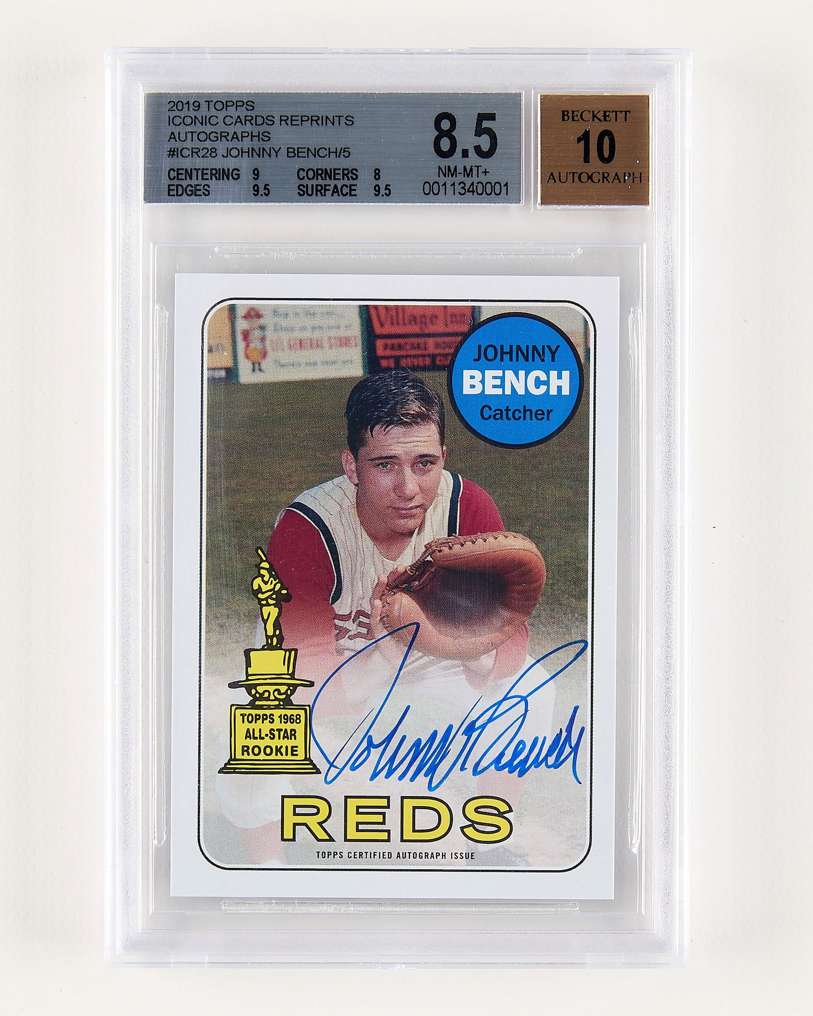 2019 Topps ICR Auto Johnny Bench 4/5 BGS 8.4 (1 of 2)
