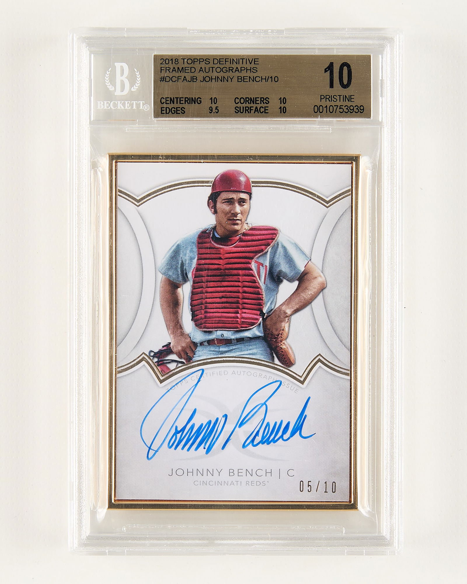 2019 Topps Definitive Auto Johnny Bench BGS 10 (1 of 2)