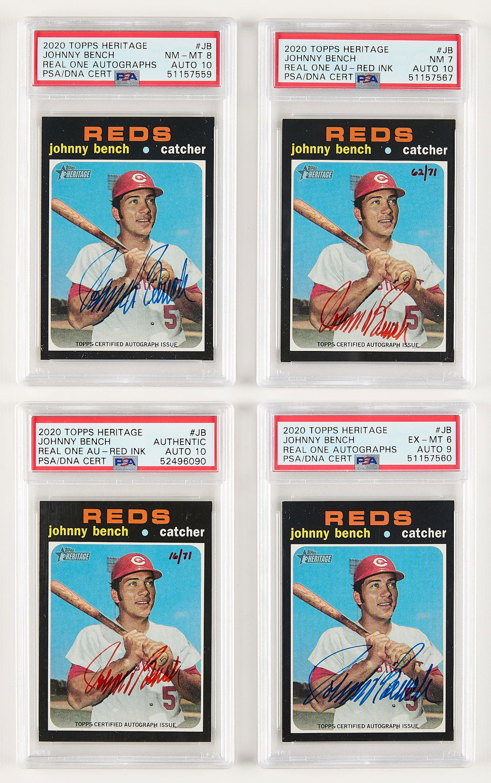 4 2020 Topps Heritage Real One J. Bench Auto Cards (1 of 2)