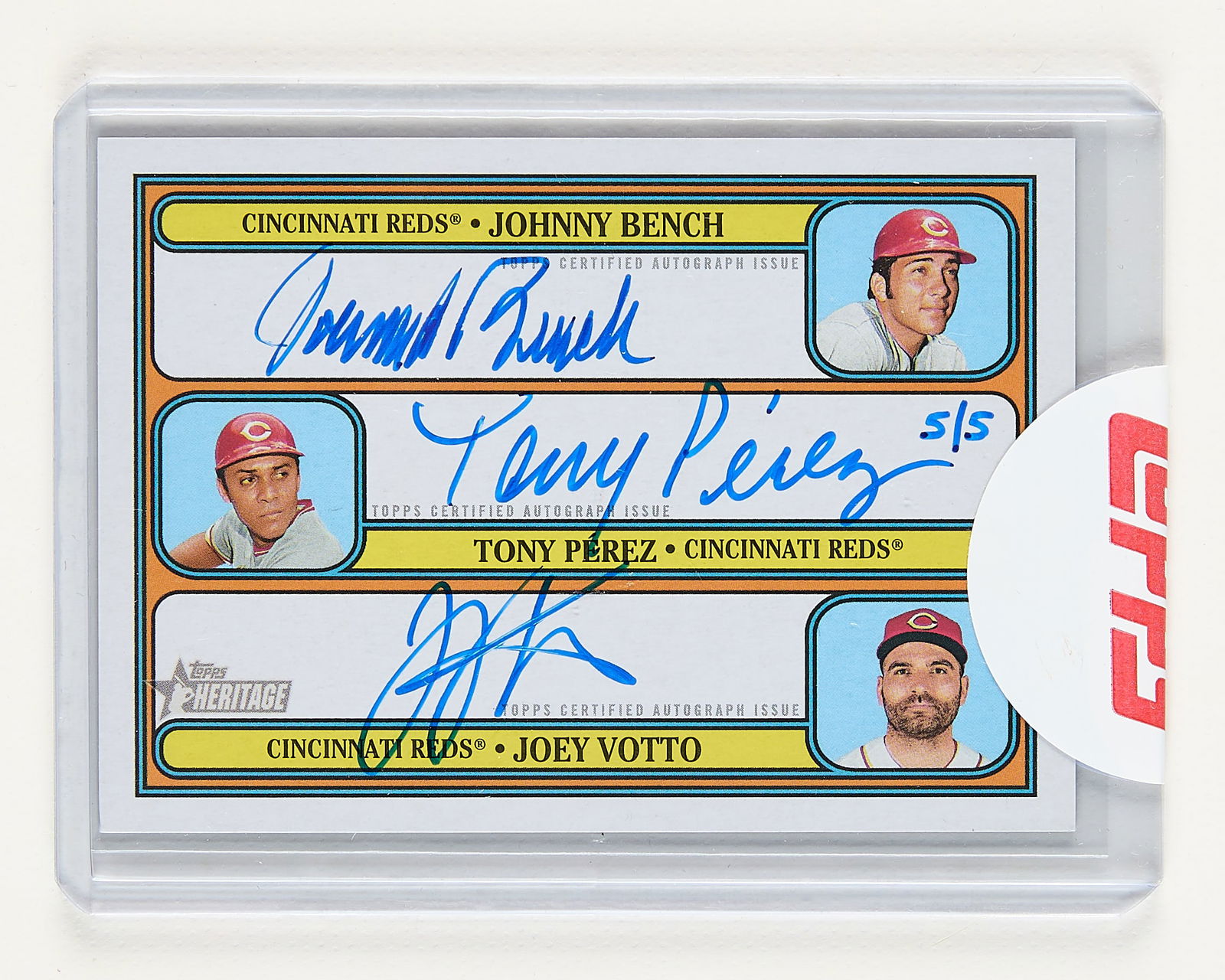 2021 Topps Her. 3x Auto Perez/Bench/Votto (1 of 2)