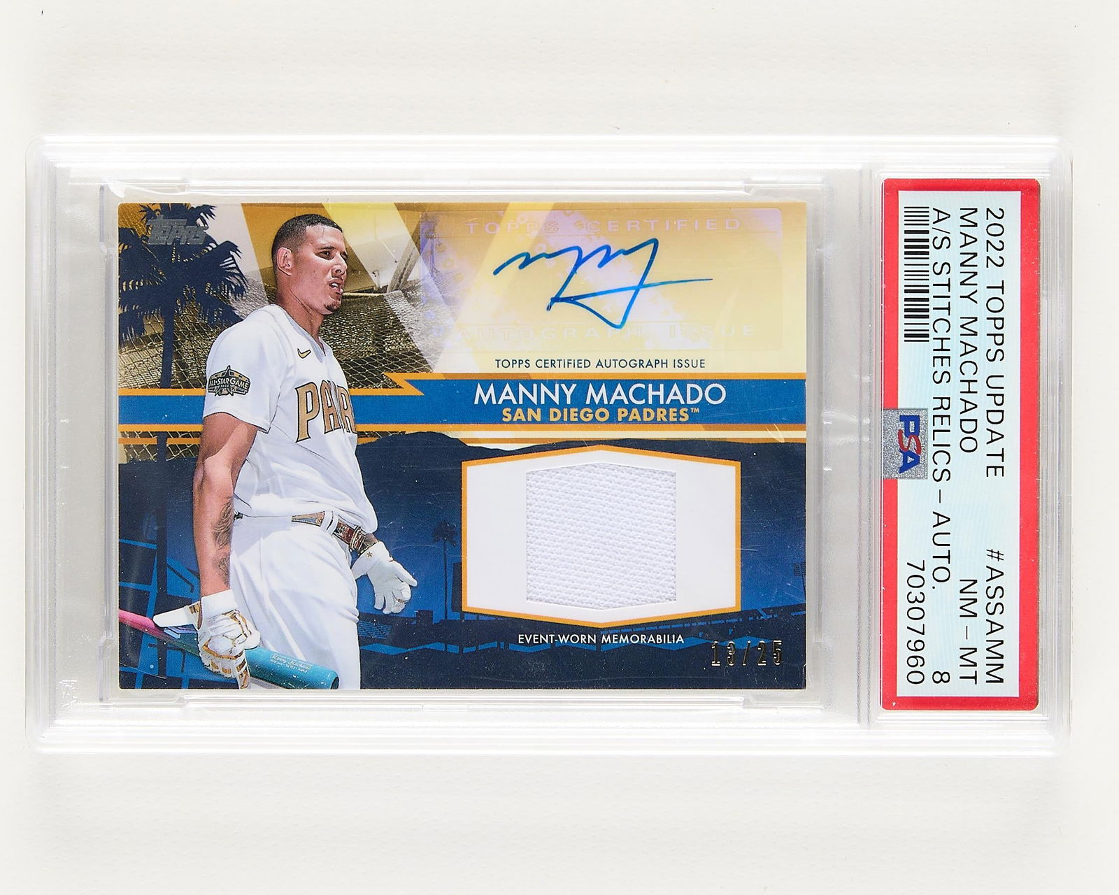 2022 Topps Update Machado Stiches Relics Auto PSA8 (1 of 2)